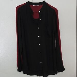 Charming Charlie Black and Red Button-Down Shirt
